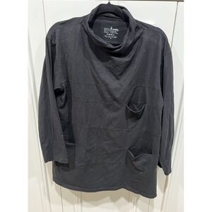 Neon Buddha Black Knit Tunic Size Medium Minimalist Boho Pockets FLAWED